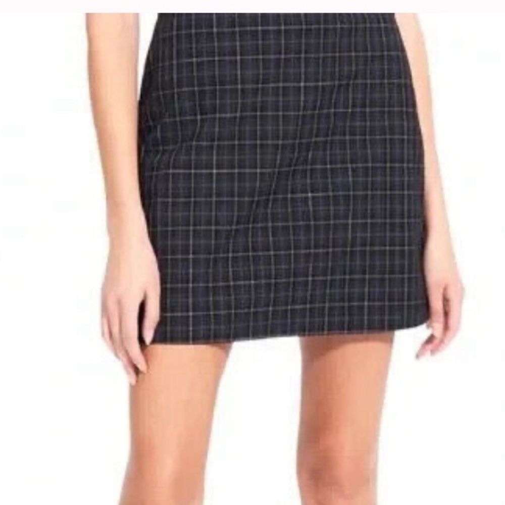 Theory Galway A-Line Mini Skirt blue black plaid NWT - Picture 2 of 10